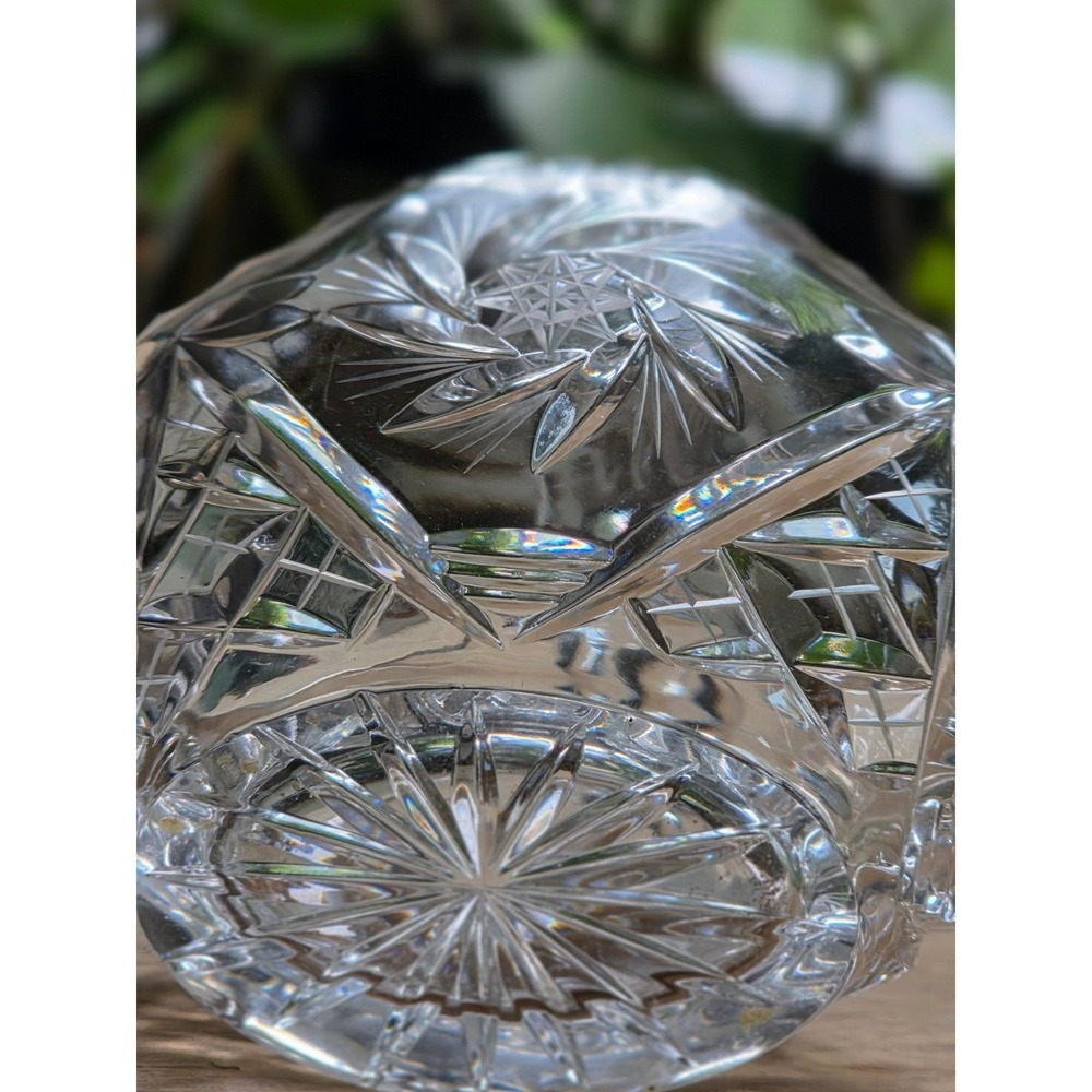 Ruckl & Sons Bohemia Lead Crystal Basket Hand Cut Czech Republic Starburst 24% - Picture 13 of 16